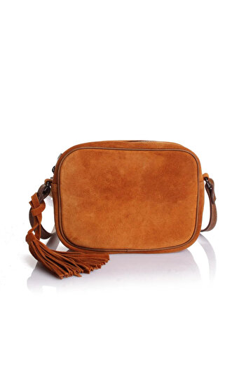 fubileather Genuine Leather Suede Mini Urban Shoulder Strap Bag with Tassel Detail