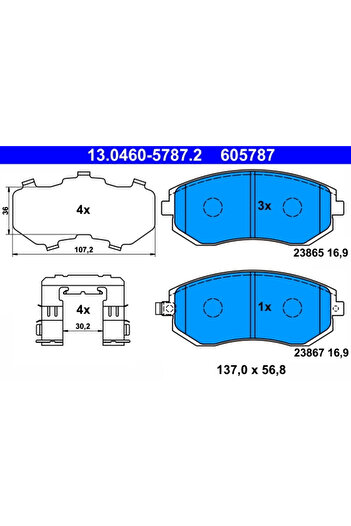 Ate Brake pad set disc brake SUBARU IMPREZA hatchback (GR GH G3) ​​2007-2012