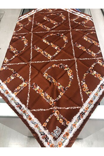 Levidor Tivil Silk Scarf_Flower Patterned with Ld Logo