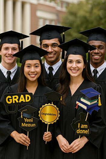 Partifabrik Graduation Themed Hand Banner 5 Pieces