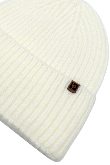 Sofist İstanbul Ecru Unisex Beanie Lp Collection Ecru Soft Wool Folded Ribbed Knit Beanie