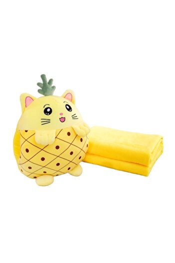 OEM Multifunctional Plush Toy Pineapple Shape - 40 cm, Fluffy Blanket - 155 x 100 cm with Hand Pockets,