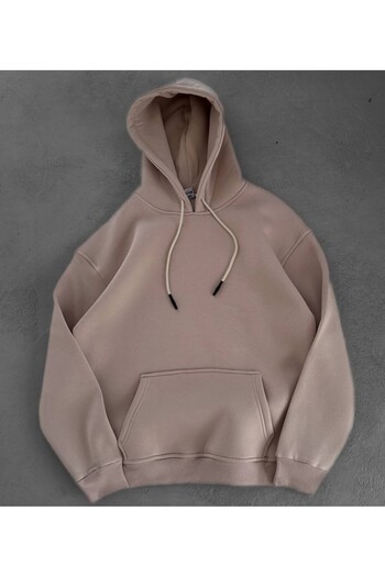 bergibo Oversize Quality Hooded Sweatshirt - 100% Compact Combed Cotton Sweatshirt with Sharpened Texture