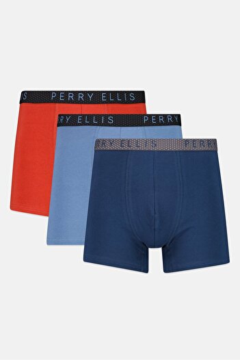 Perry Ellis Men 3 Pack Brand Logo Boxer Briefs, Multicolor