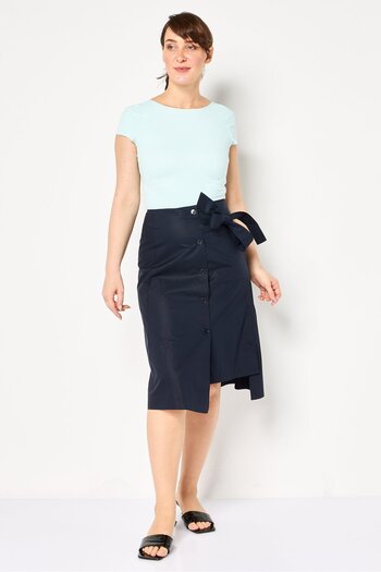 Selected Femme Women Plain Tie Waist A-Line Skirts, Navy