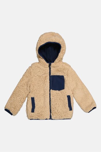 Perry Ellis Kids Boy Textured Hooded Jacket, Beige