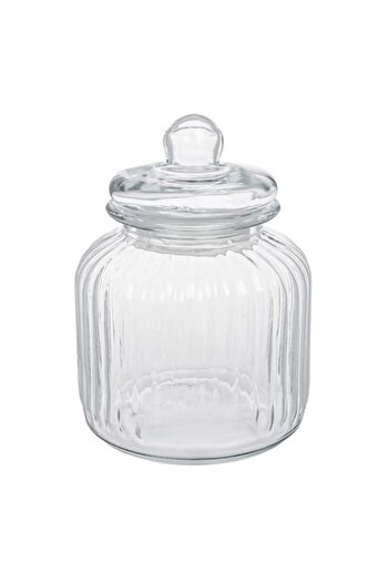 ANTBRO Glass Jar, Relief Design with Stripes, Transparent, 3L Capacity