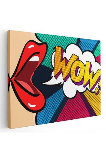 Tablou Canvas Painting with red lips pop art wow, pink, code 1365
