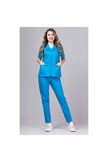 tag Costum medical PREMIUM ZIP COMFORT pentru femei, albastru ocean