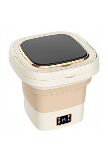 OEM Foldable Travel Washing Machine, Beige, 0.275mx0.25m, with Lid and Basket