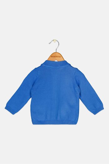 Dp Am Toddlers Boy Embroidered Full Zip Sweater, Blue