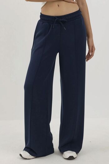 Hiccup Ribbed Detailed Soft Textured Wide Leg Trousers Busem Collection