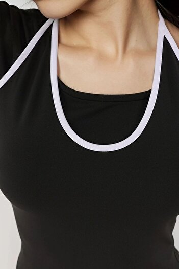 Hiccup Halter Yaka Uzun Kollu Esnek Örme Top