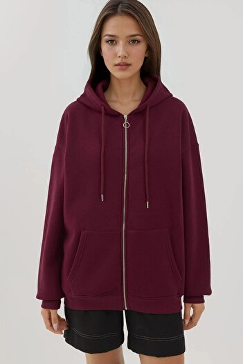 Hiccup Zippered Hooded Sweatshirt with Raised Pockets Busem Collection