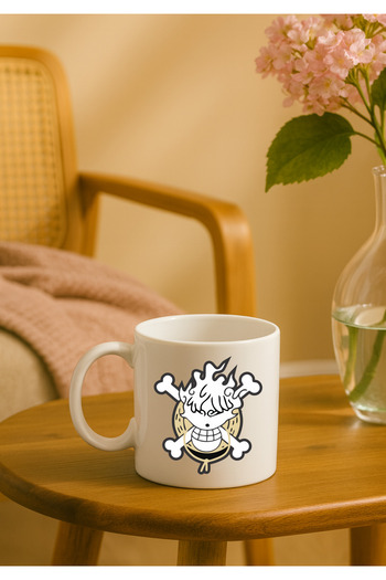 BSE One Piece Mug ☕ Luffy's Fire Logo Design 🔥 Luxury Anime Mug for One Piece Fans