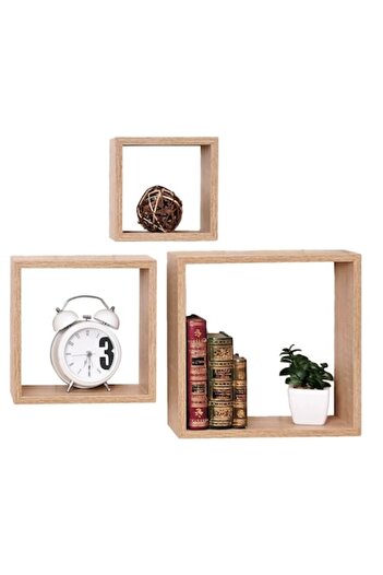 SHOPIENS Set of Wall Cube Shelves, Cube Model, 3 Pieces, Color, Various Sizes, Hidden Mounting