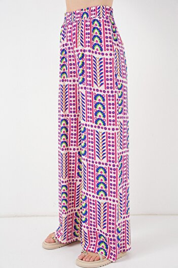Hiccup Bdart High Waist Geometric Striped Palazzo Pants