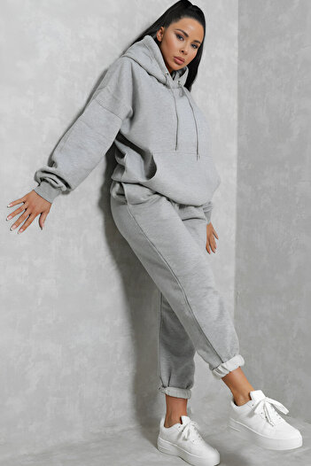 BARLİZ Women's High Waist Trend Oversize Jogger Tracksuit Set