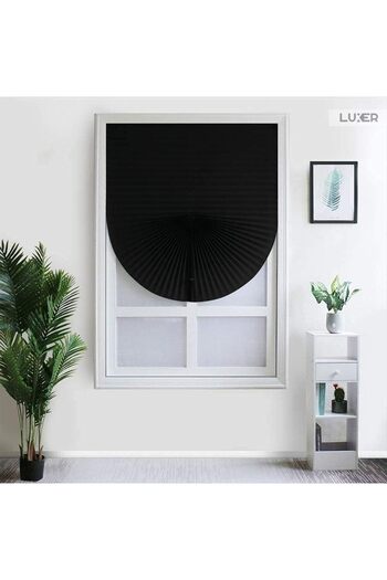 LUXER Set of 2 Self-Adhesive Pleated Blinds, Adjustable, Installation Without Drilling, Black, Dimensions 90x180 cm