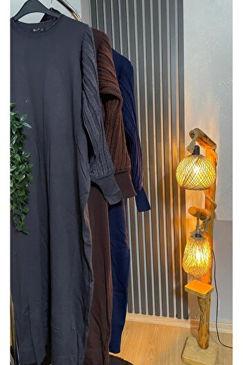Aşiyan Collection AŞİYAN KOL DETAYLI MERSERİZE ELBİSE