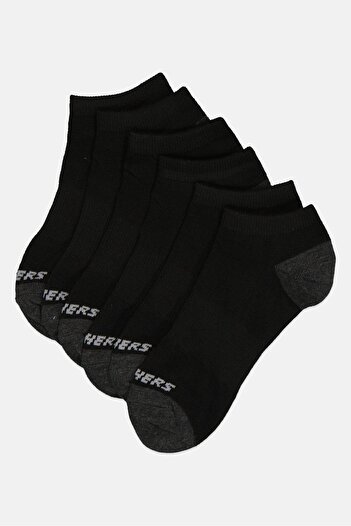 SKECHERS Women 6 Pairs Brand Logo Ankle Sock, Black