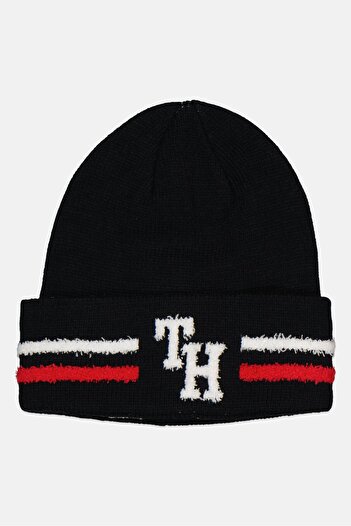 Tommy Hilfiger Men Knitted Monogram Cuff Beanie, Navy