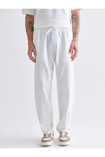 LC Waikiki Ecru Comfortable Fit Linen Look Men's Trousers