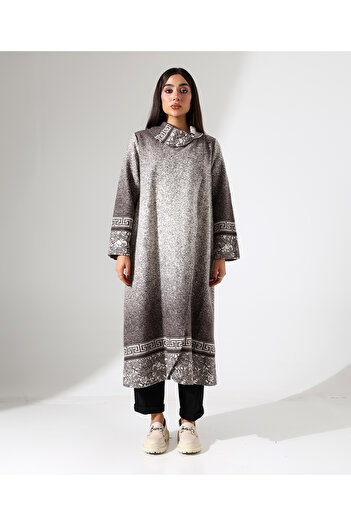 Fi'l Arz Fashion Γυναικείο μακρύ λαιμόκοψη με γιακά χελιδονοουρά, μεγάλο μέγεθος, χιόνι που πέφτει, μακρύ λαιμόκοψη, μεγάλο μέγεθος, χιόνι που πέφτει