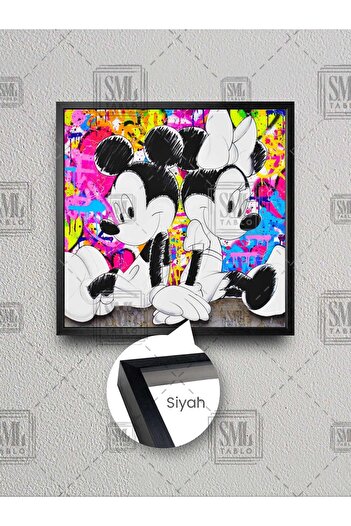 SML TABLO Minnie și Mickey Grafitti Miki și Mini Mouse Love Banksy Decor Pictură pătrată pe pânză înrămată