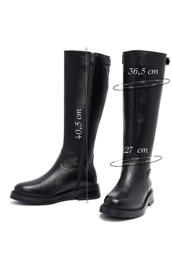 Derimod Women's Black Zippered Leather Boots 25Wfd203318