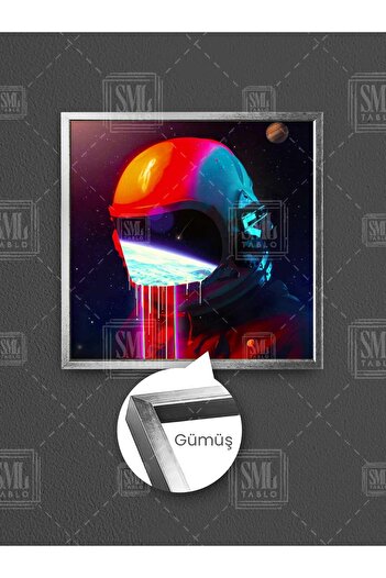 SML TABLO Astronaut care urmărește lumea Grafitti Decor modern Pictură pe pânză pătrată înrămată