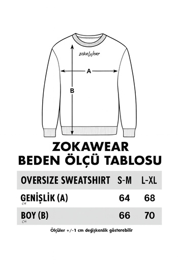 ZOKAWEAR Unisex Loose Fit Invincible - Blood Stained Printed Design Oversize Crew Neck Sweatshirt