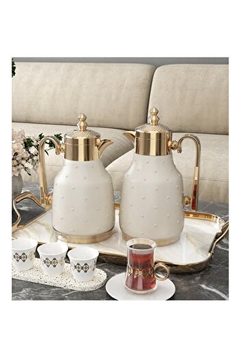 Generic 1L/0.5L Coffee Tea Thermos Set with Gold Handle