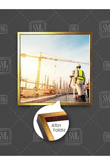 SML TABLO Inginerie de construcții în șantier, construcții urbane, inspecție a construcțiilor, pictură pe pânză pătrată înrămată