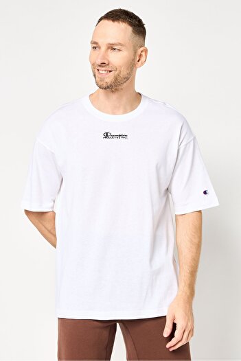 Champion Men Sportswear Fit Embroidered Logo Short Sleeve Outdoor T-Shirt, White