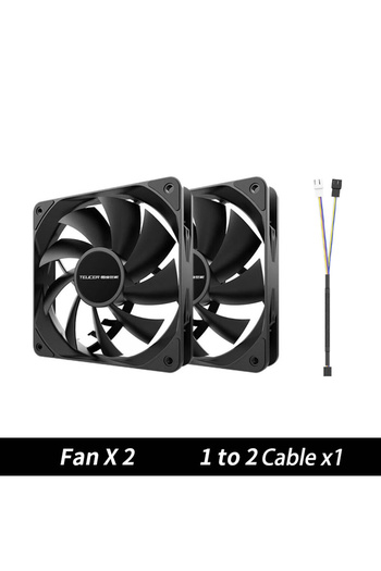 Choice1 NO RGB AS Show 2PCS Fan Black TEUCER B12025 120mm PC Case Fan 4PIN PWM 12CM Fan 1800RPM Computer Coo