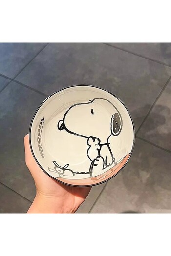 choice2 Style D Kawaii Snoopy Cute Cartoon Relief Couple Breakfast Bowl Ceramic Bowl Tableware Underglaze Co