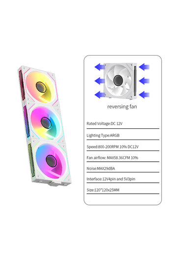 Choice3 A-RGB Other WT REVERSE 3PCS LDPCSJ Cable-free PC case fan 12V4-pin PWM800-1800RPM Silent 5V3-pin ARG