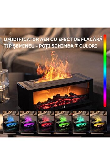 Deliny Air Humidifier with Fireplace Flame Effect, Aromatherapy Diffuser, 200ml Capacity, Remote Controlled