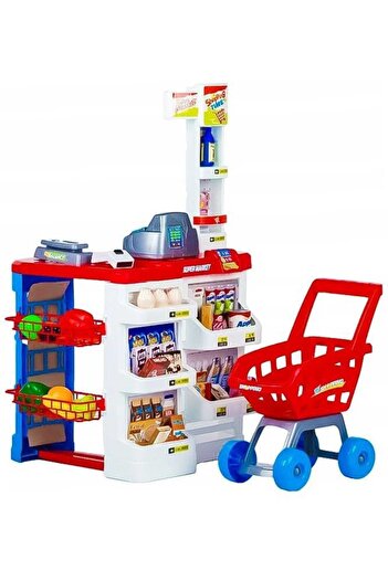 Selgot Children's Play Set, Supermarket, Cash Register, Scanner, Trolley, 47 elements 82 x 50 x 41 cm