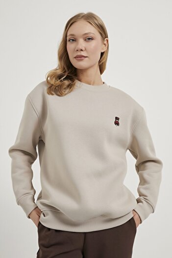 Arma Life Armalife 0096 bear embroidered high collar women's sweatshirt