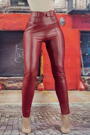 WildFashion Casual pants made of super elastic material with high waist B649-81