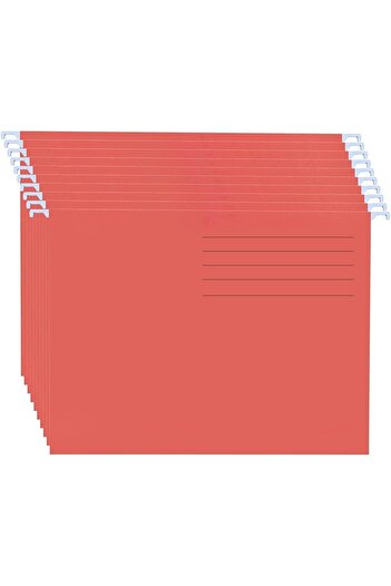 MARKQ Hanging File Folders Pack of 10 Red Suspension Files for Filing Cabinet School Office Use