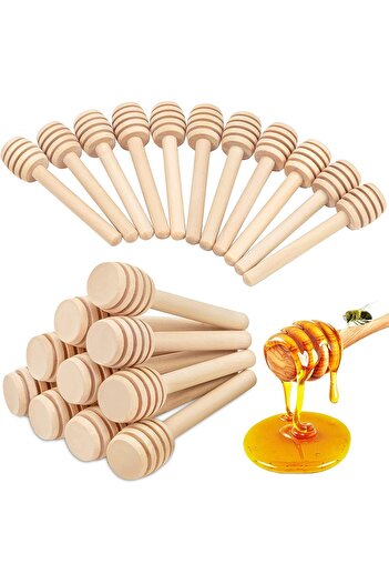 MARKQ [12 Pcs] Wooden Honey Dipper Sticks 8 cm – Honeycomb Stirrers for Jars, Drizzling & Favors