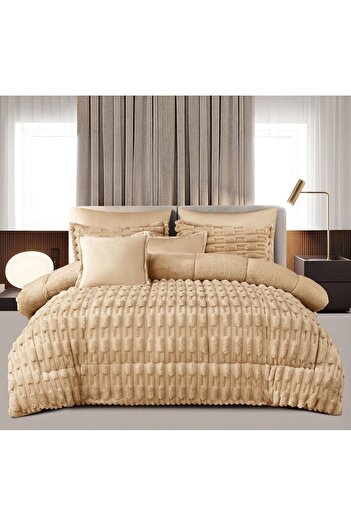 Roshen Winter double bed set, 4 pieces, made of soft velvet and luxurious fur to give you a feeling of warmth and comfort, size 250*230