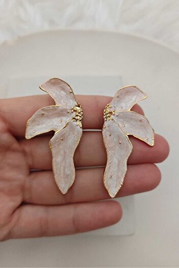 KYOLA DESİGN Mother-Of-Pearl Palm Gold Women's Earrings (5.2cm)