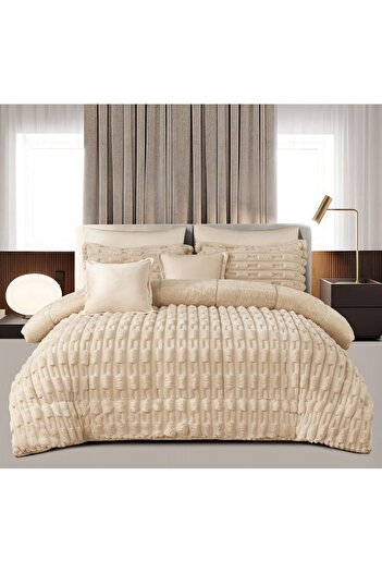 Roshen Winter double bed set, 6 pieces, made of soft velvet and luxurious fur to give you a feeling of warmth and comfort, size 250*230