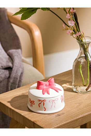 LC Waikiki Lcw Home Red Bow Printed Ceramic Storage Container 9 cm from Renkli̇mağazadan