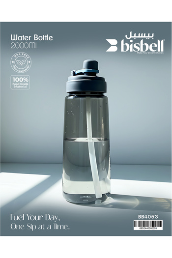 Bisbell 2L Big Sport Water Bottle with Straw | BPA-Free | Gym Office Hydration Jug,BB4053