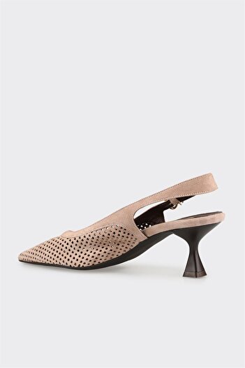 Elle Shoes Vizon Deri Kadın Topuklu Ayakkabı